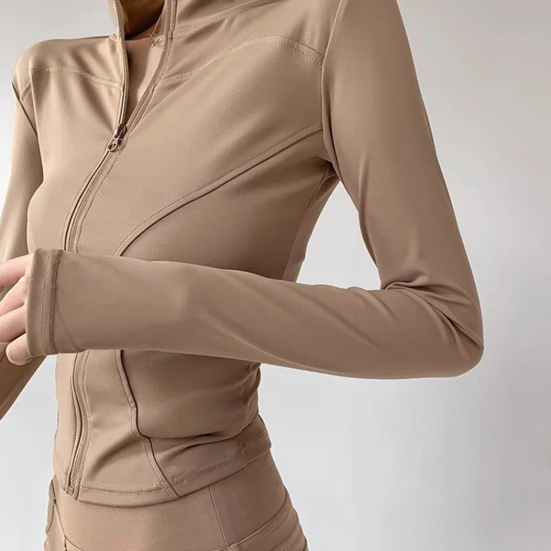 Women's Tight Top Yoga Jacket Long Sleeve Zipper Jacket