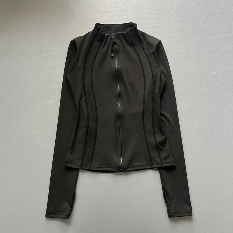 Women's Tight Top Yoga Jacket Long Sleeve Zipper Jacket
