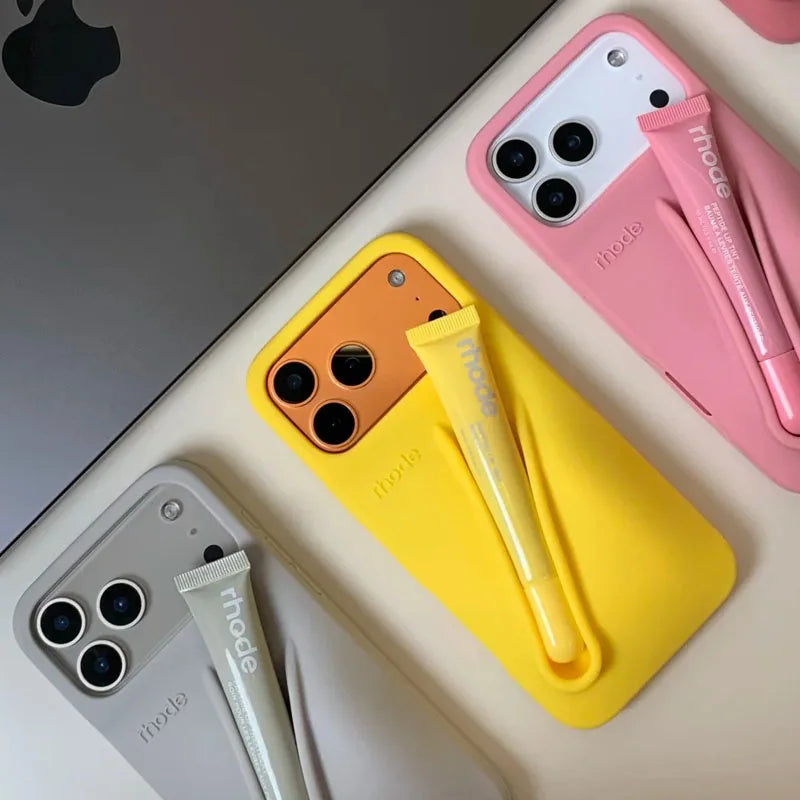 Phone  Case for IPhone 11 12 13 14 15 16 Pro Max Plus 17 Air Makeup Lip Gloss Silicone Cover with Lip Glaze
