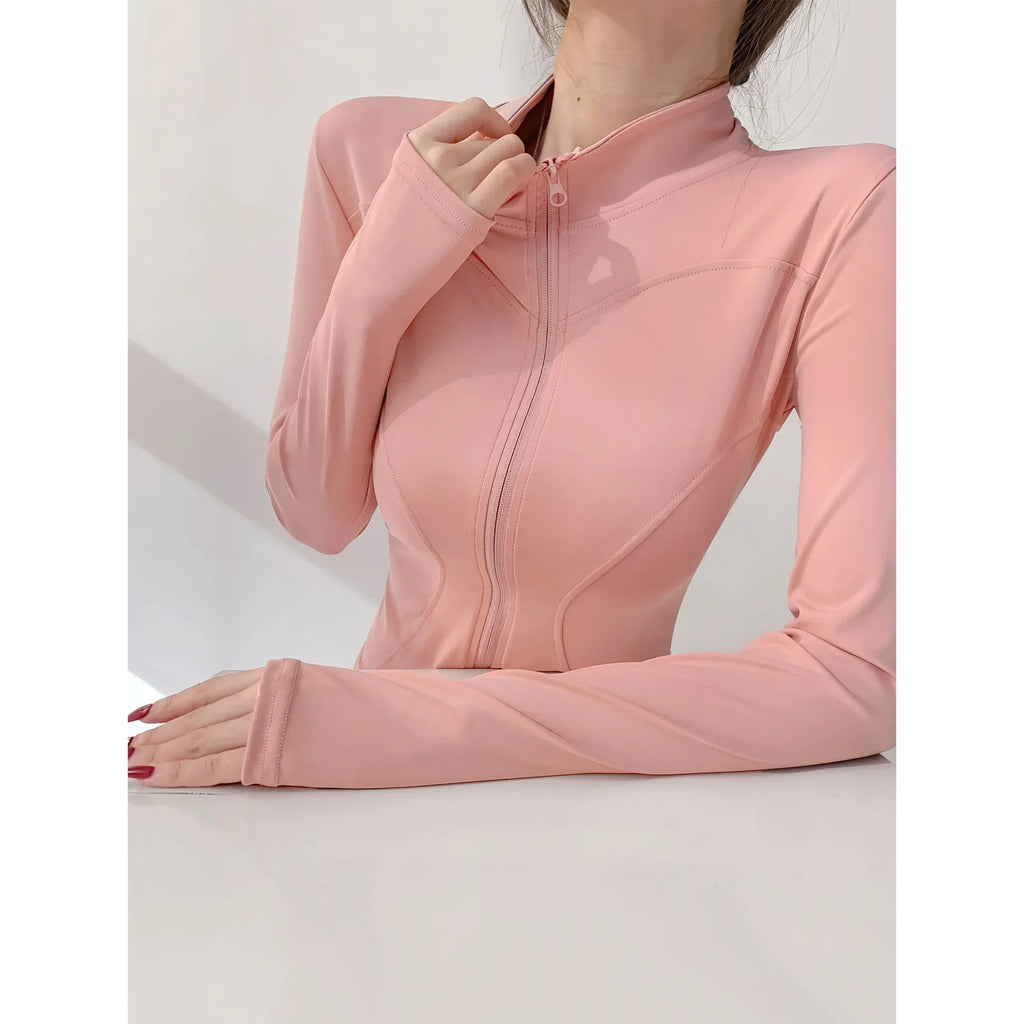 Women's Tight Top Yoga Jacket Long Sleeve Zipper Jacket