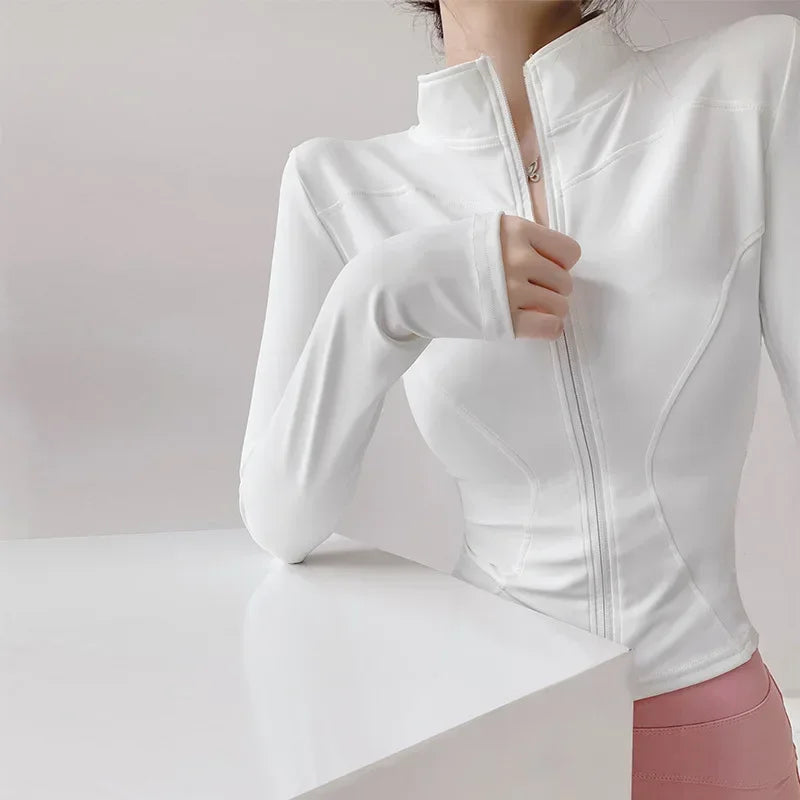 Women's Tight Top Yoga Jacket Long Sleeve Zipper Jacket