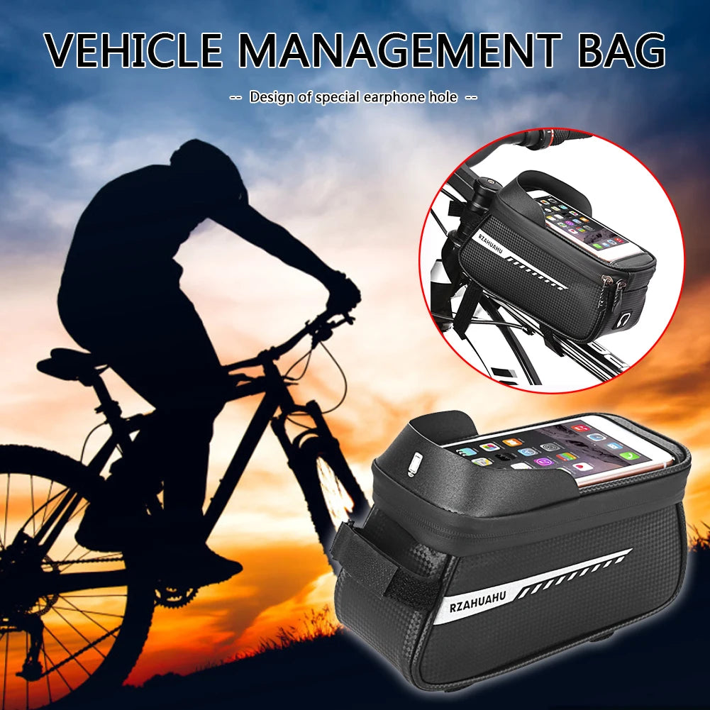 Bicycle Front Frame Bag with  Phone Case Holder and Touch Screen Saddle Bag Accessories