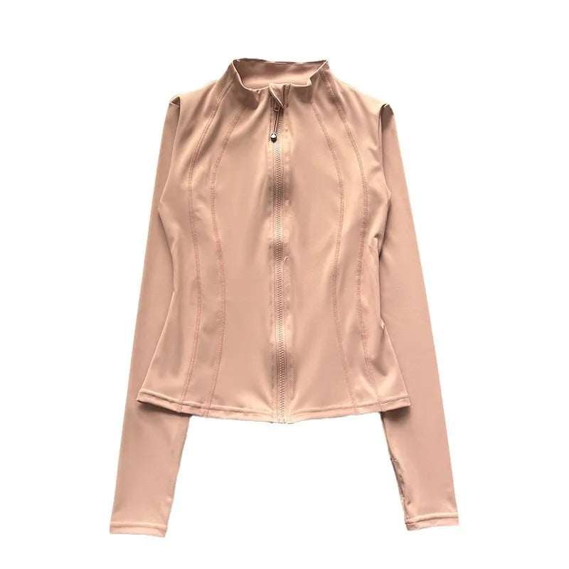 Women's Tight Top Yoga Jacket Long Sleeve Zipper Jacket