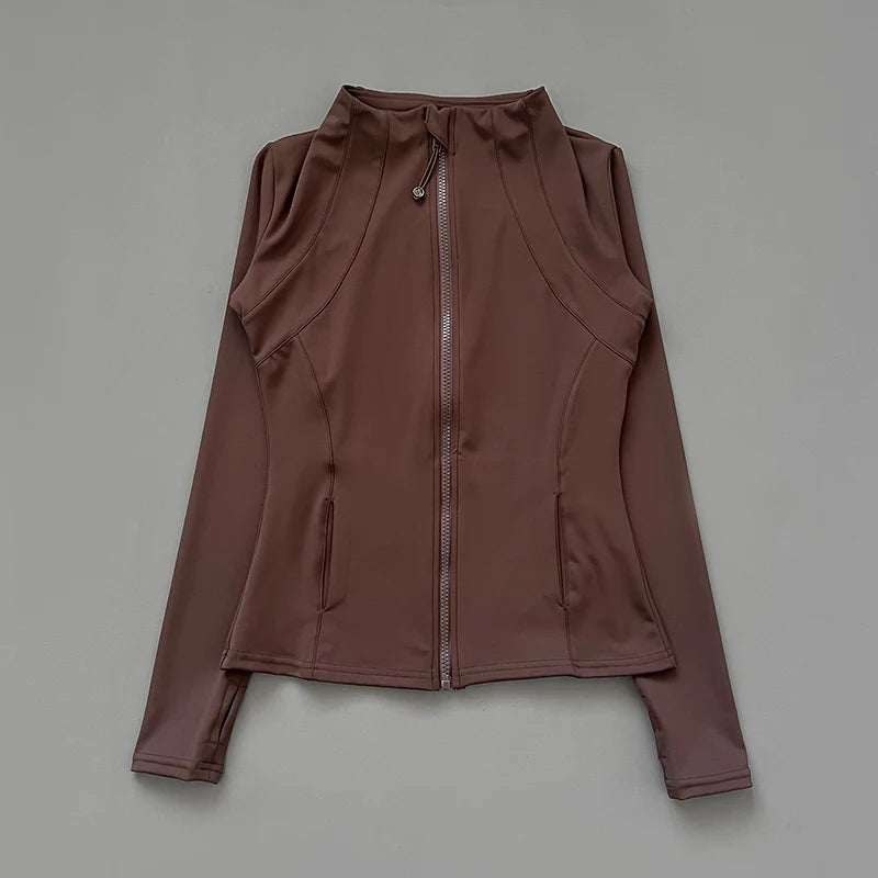 Women's Tight Top Yoga Jacket Long Sleeve Zipper Jacket