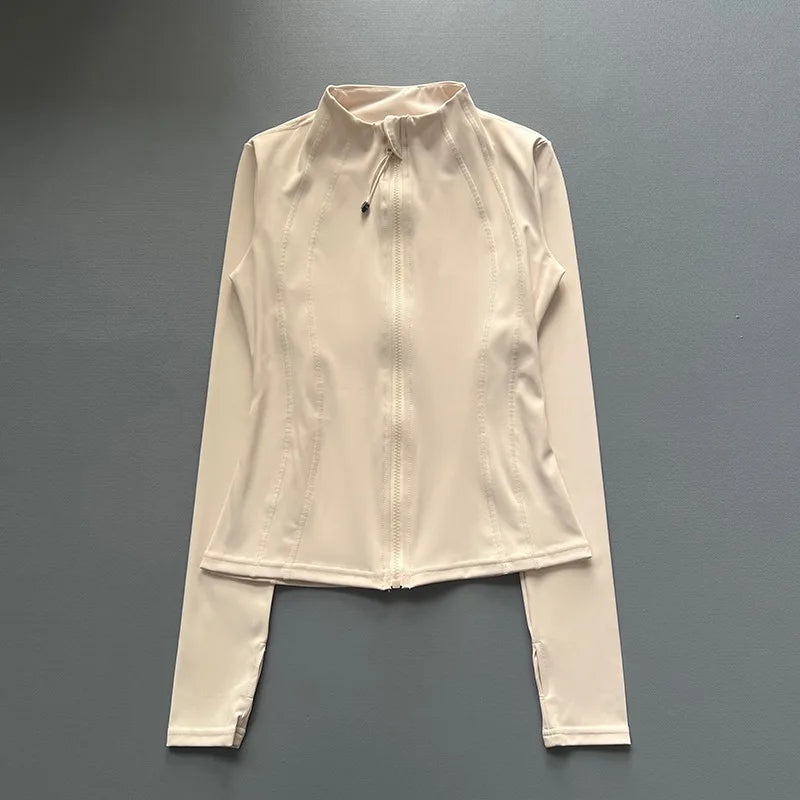Women's Tight Top Yoga Jacket Long Sleeve Zipper Jacket