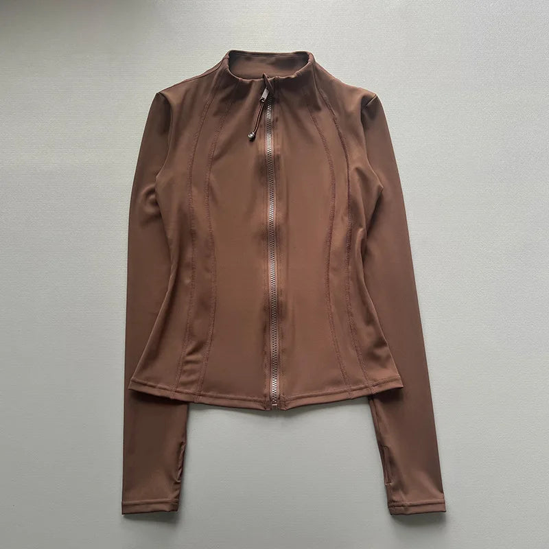 Women's Tight Top Yoga Jacket Long Sleeve Zipper Jacket