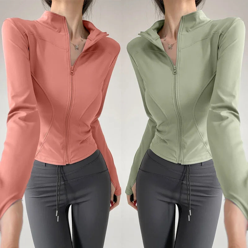 Women's Tight Top Yoga Jacket Long Sleeve Zipper Jacket