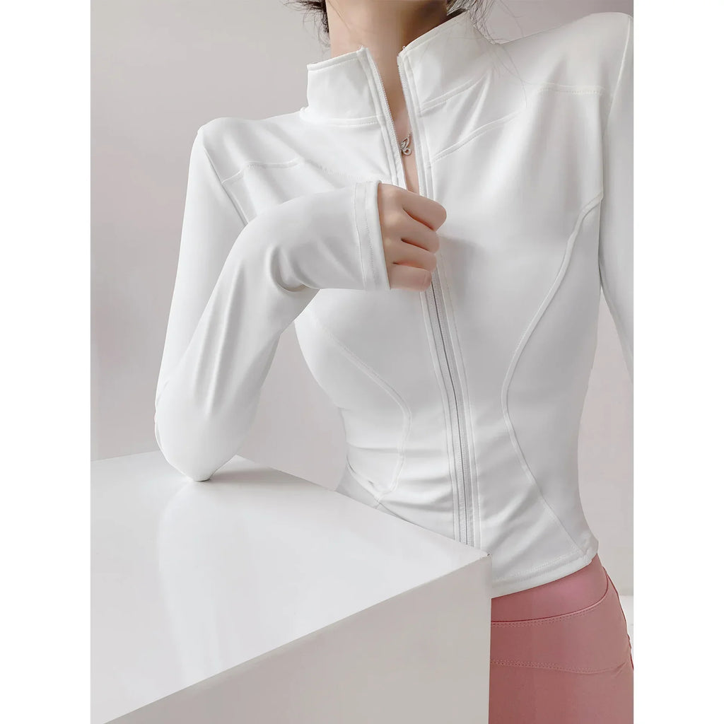Women's Tight Top Yoga Jacket Long Sleeve Zipper Jacket