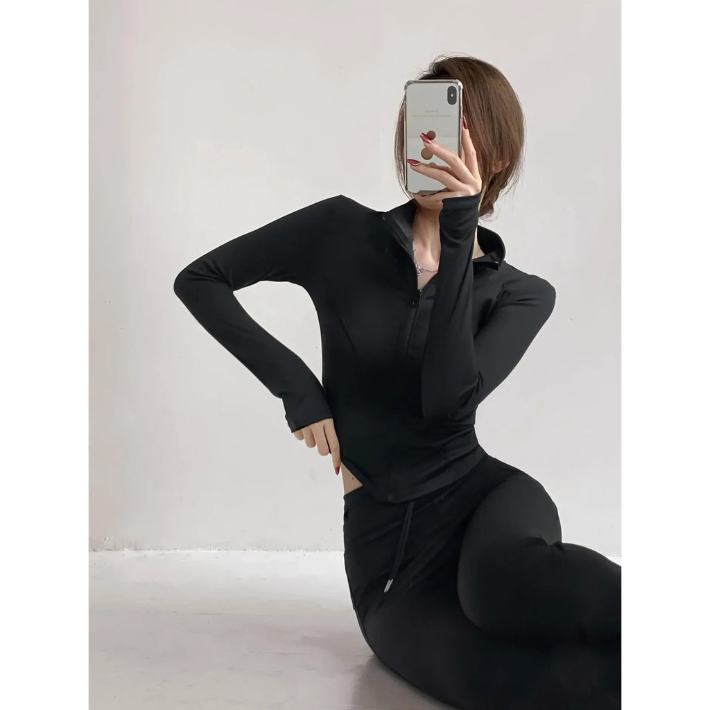 Women's Tight Top Yoga Jacket Long Sleeve Zipper Jacket